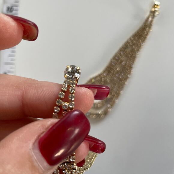 Ettika Earrings Womens Jewelry Gold Drop Rhinestone Revolve Statement Dangle - Picture 2 of 8